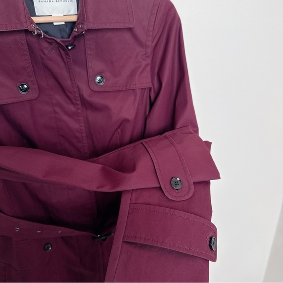 Banana Republic Womens Xsmall Burgundy Classic Trench Coat - Picture 10 of 15